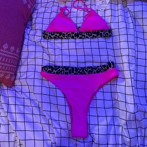 super cute pink and Leopard high wasted bikini! from shein! womens size small!
